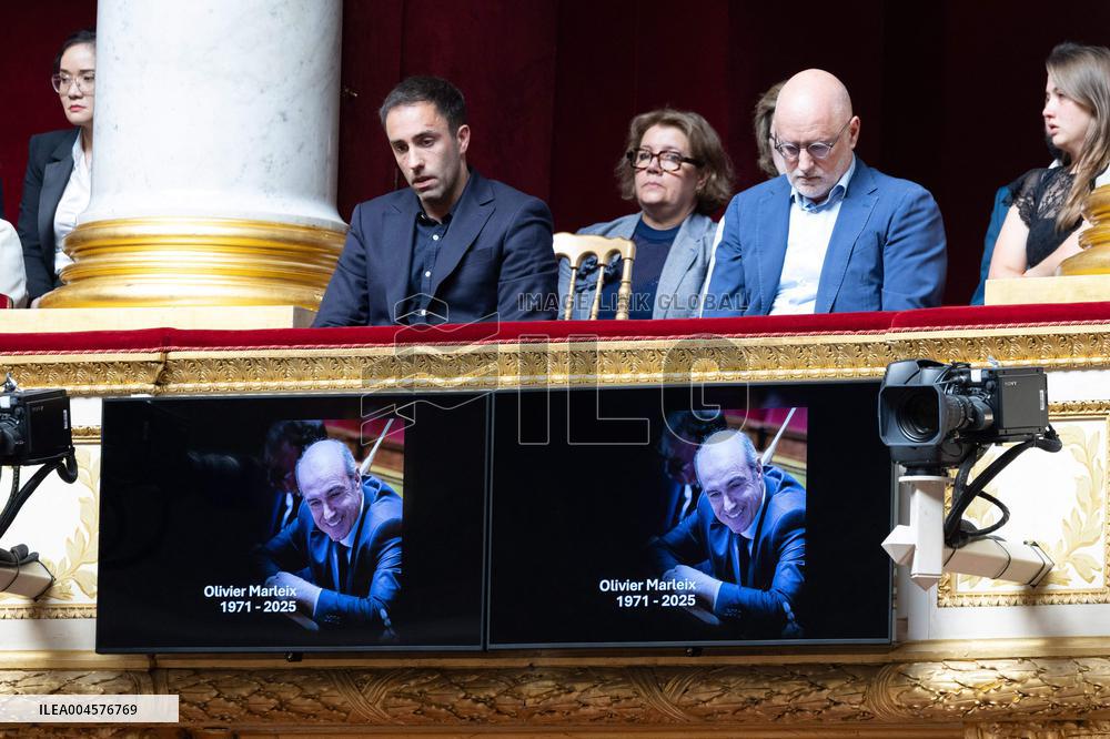 Romain Marleix attends the tribute to late MP Olivier Marleix at the National Assembly - Paris RL