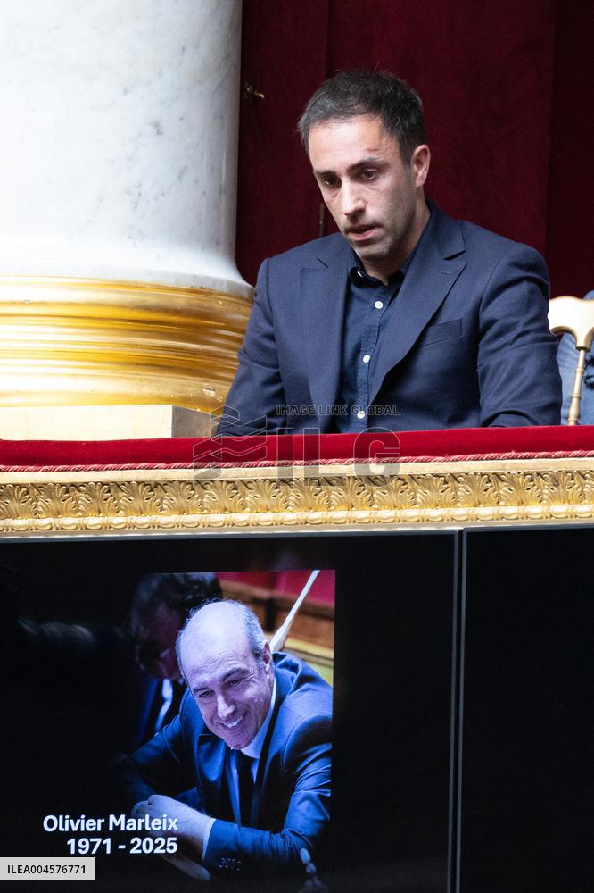 Romain Marleix attends the tribute to late MP Olivier Marleix at the National Assembly - Paris RL