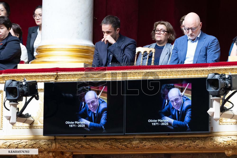 Romain Marleix attends the tribute to late MP Olivier Marleix at the National Assembly - Paris RL