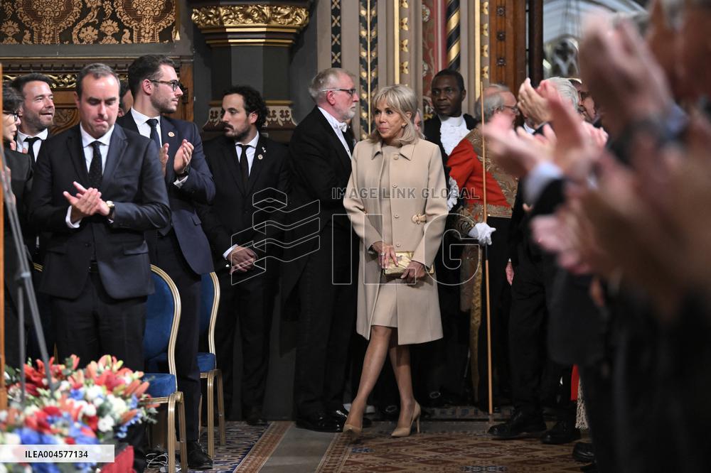 Macron Delivers A Speech In Front Of Parliamentarians - London