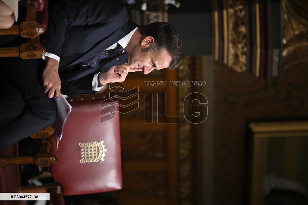 Macron Delivers A Speech In Front Of Parliamentarians - London