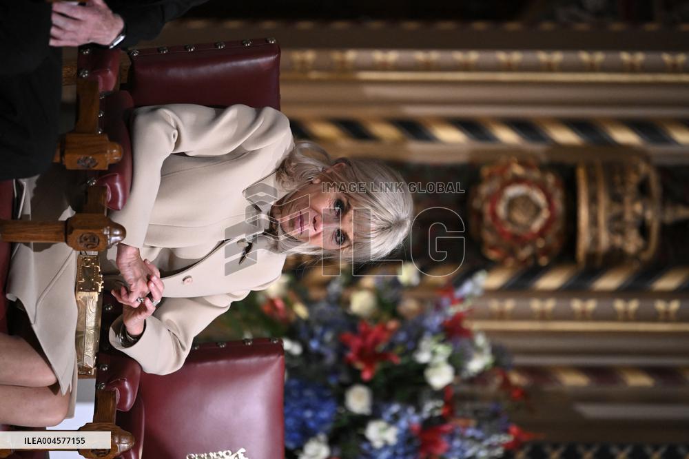 Macron Delivers A Speech In Front Of Parliamentarians - London