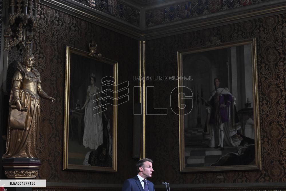 Macron Delivers A Speech In Front Of Parliamentarians - London