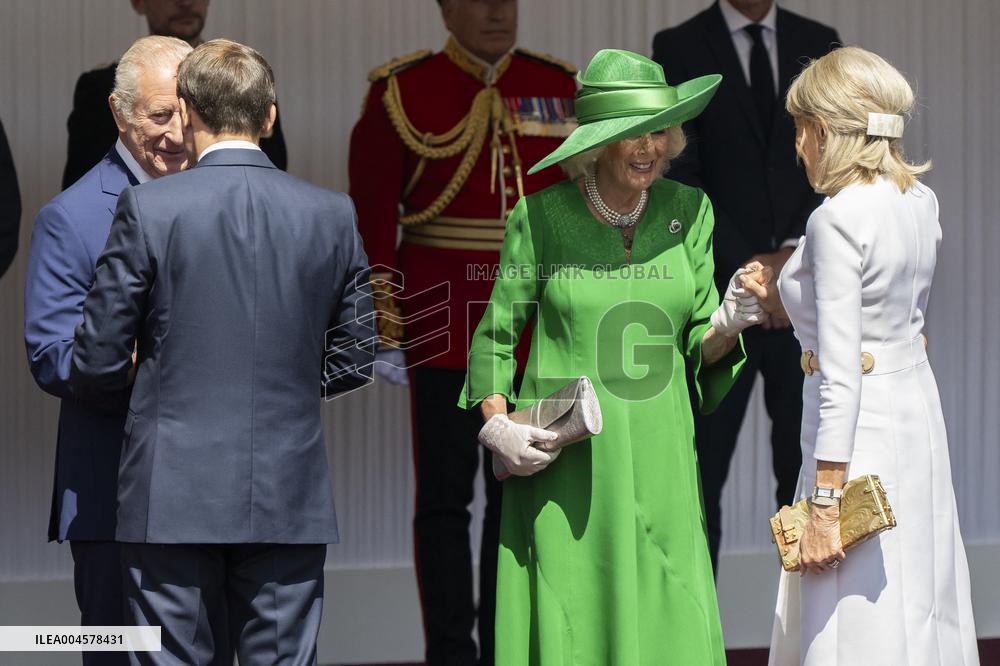 Emmanuel And Brigitte Macron Attend Welcoming Ceremony in Windsor