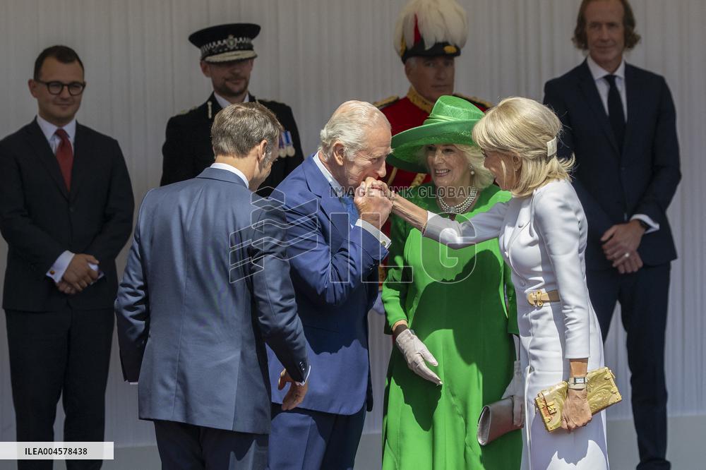 Emmanuel And Brigitte Macron Attend Welcoming Ceremony in Windsor