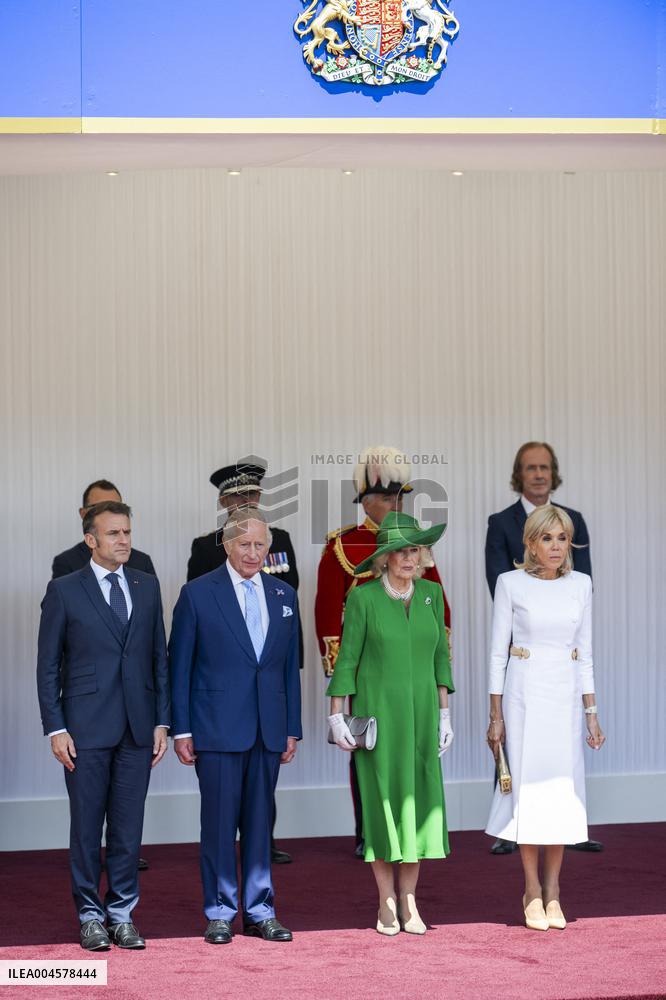 Emmanuel And Brigitte Macron Attend Welcoming Ceremony in Windsor
