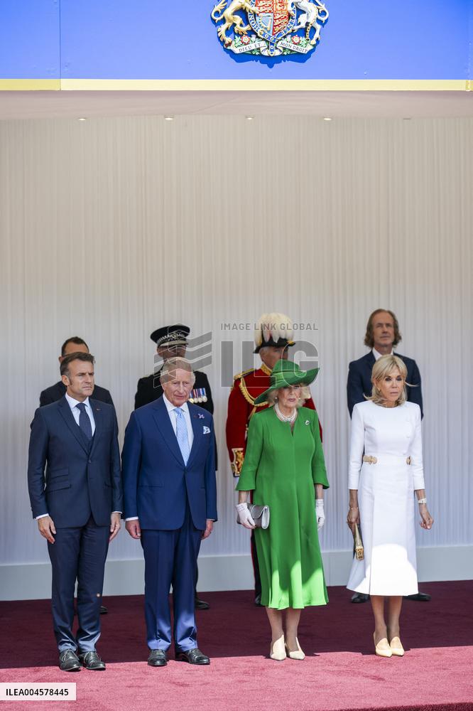 Emmanuel And Brigitte Macron Attend Welcoming Ceremony in Windsor