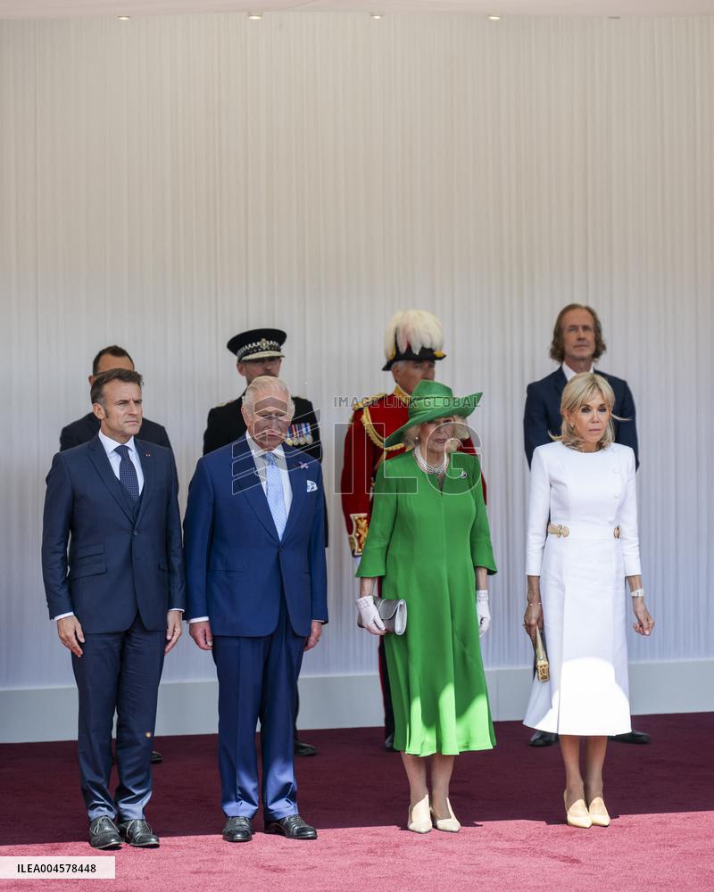 Emmanuel And Brigitte Macron Attend Welcoming Ceremony in Windsor
