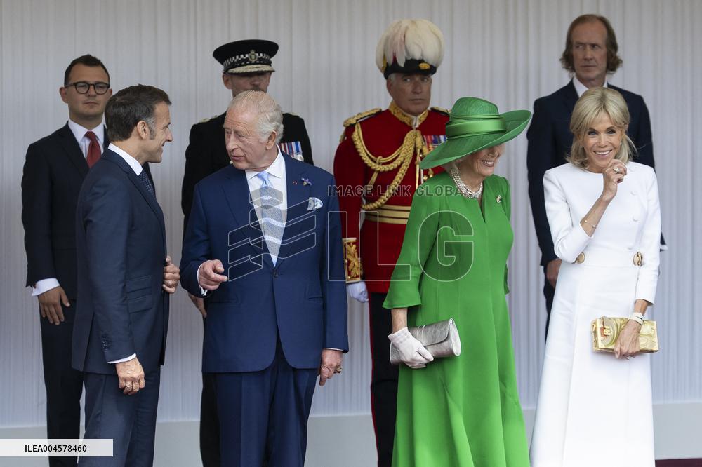 Emmanuel And Brigitte Macron Attend Welcoming Ceremony in Windsor