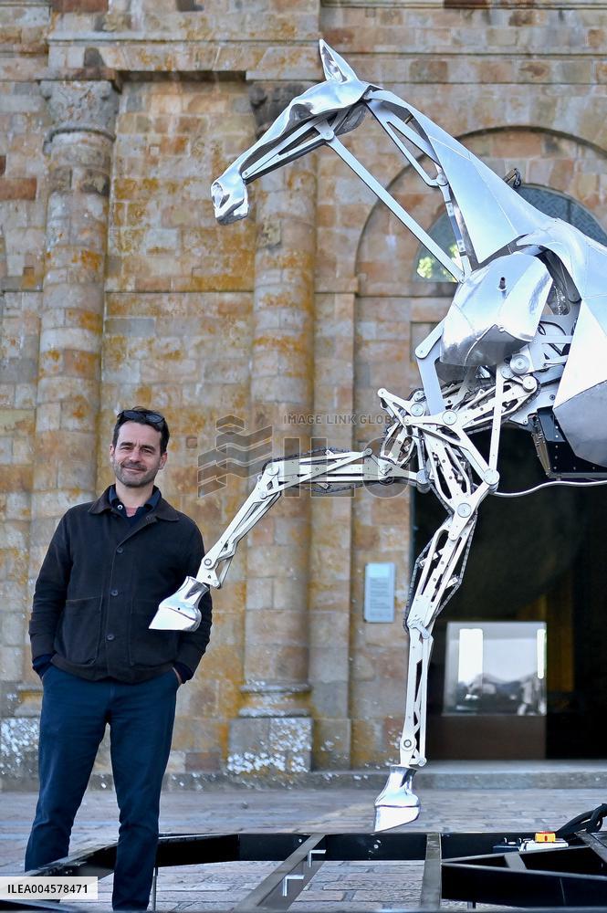 Zeus The Olympic Horse Arrives At Mont Saint-Michel