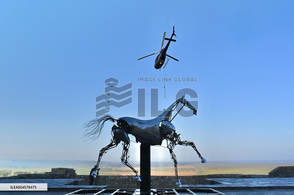 Zeus The Olympic Horse Arrives At Mont Saint-Michel
