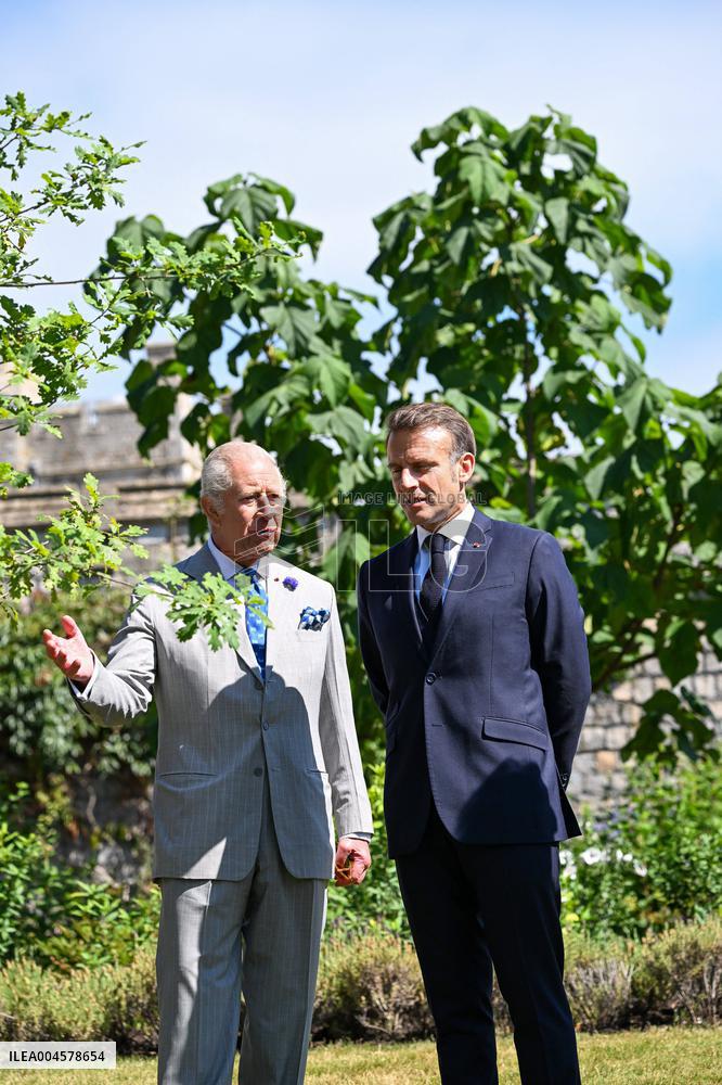 Macron Visits The Windsor Castle Gardens - Berkshire