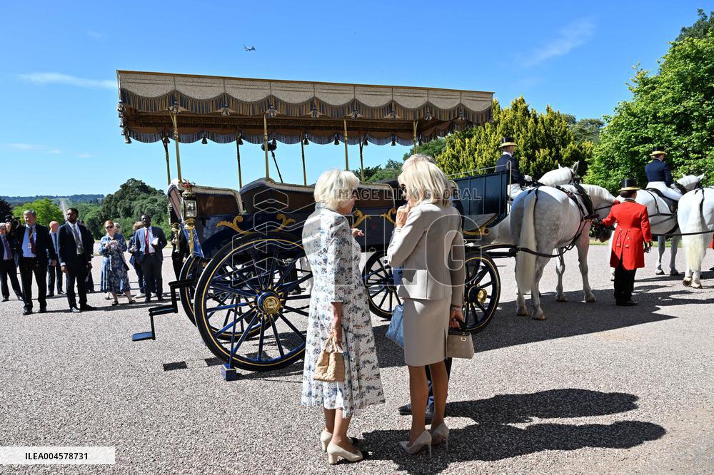 Macron Visits The Windsor Castle Gardens - Berkshire