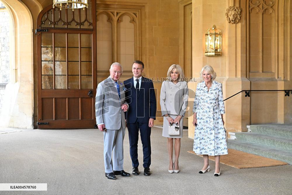 Macron Visits The Windsor Castle Gardens - Berkshire