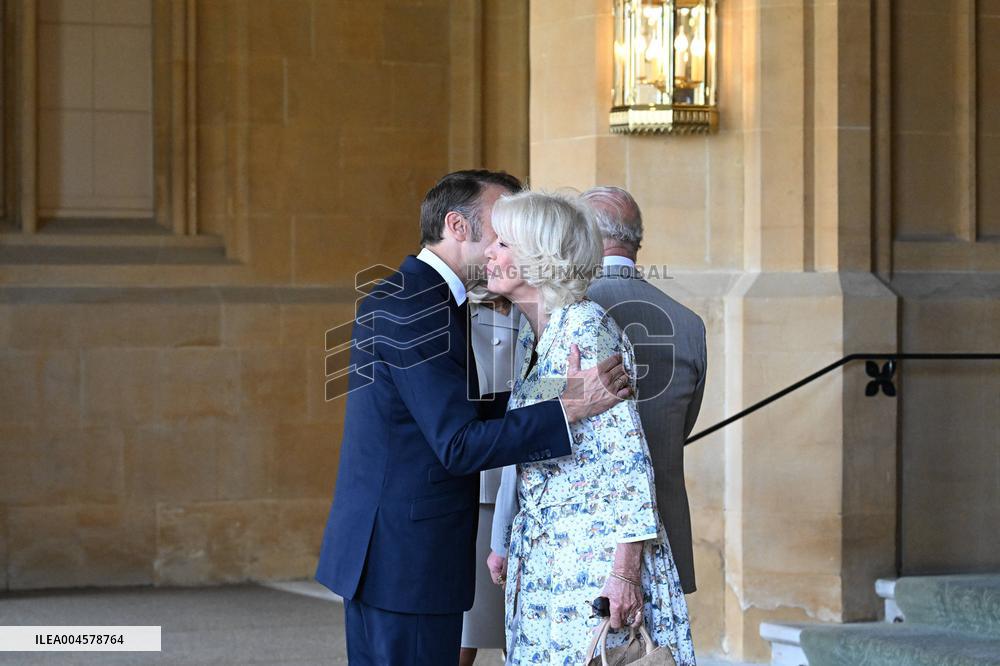 Macron Visits The Windsor Castle Gardens - Berkshire
