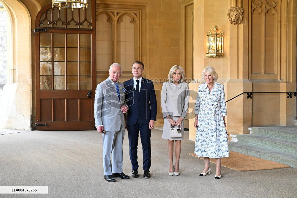 Macron Visits The Windsor Castle Gardens - Berkshire