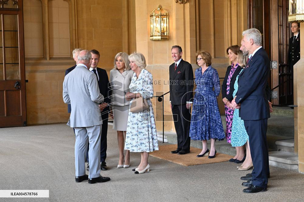 Macron Visits The Windsor Castle Gardens - Berkshire