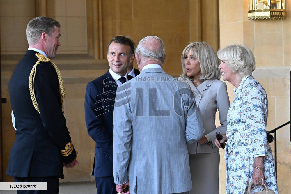 Macron Visits The Windsor Castle Gardens - Berkshire
