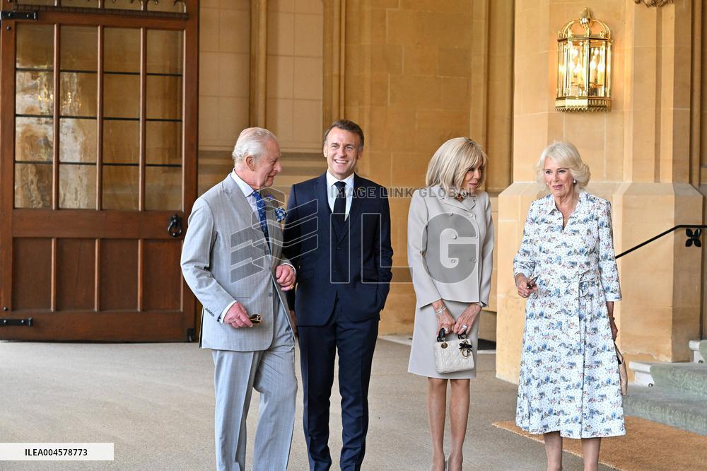 Macron Visits The Windsor Castle Gardens - Berkshire