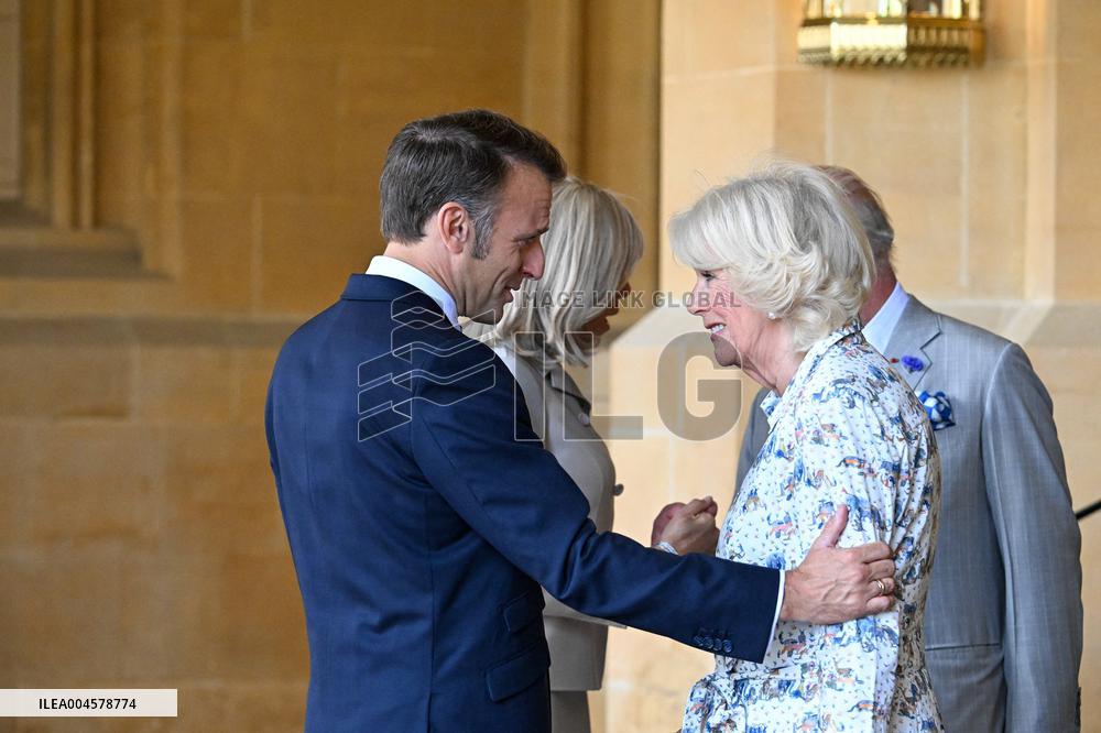 Macron Visits The Windsor Castle Gardens - Berkshire