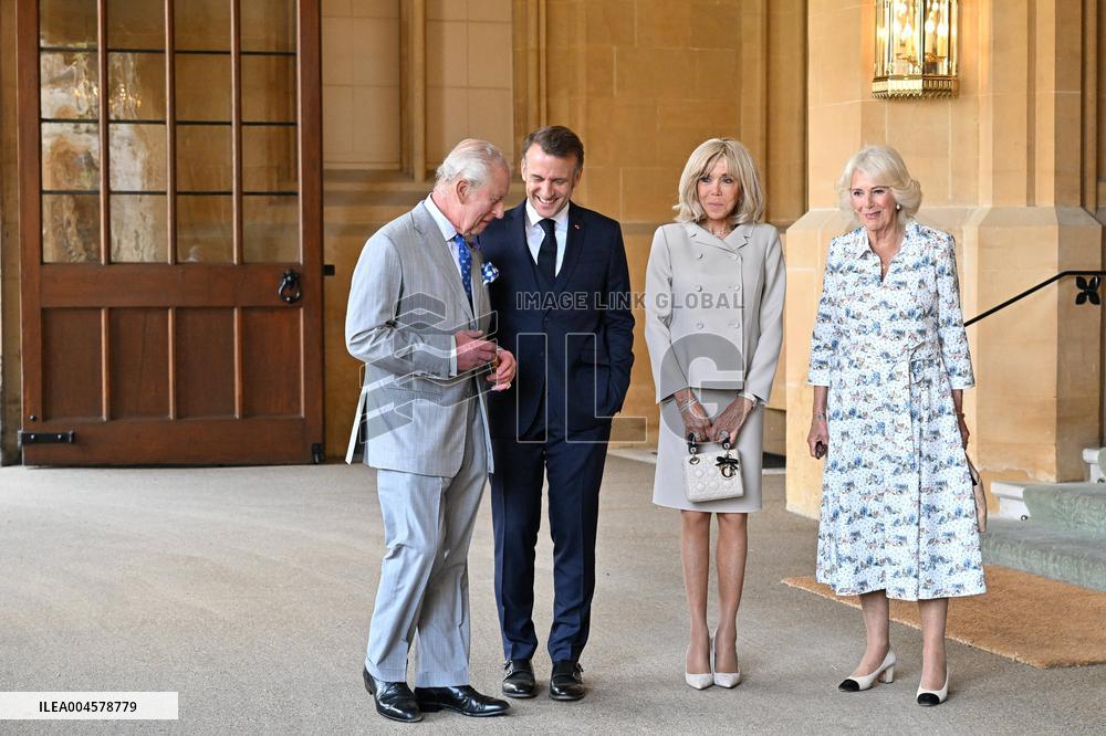 Macron Visits The Windsor Castle Gardens - Berkshire
