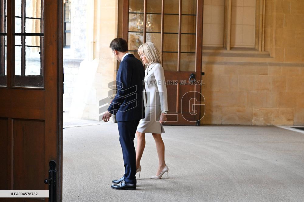 Macron Visits The Windsor Castle Gardens - Berkshire