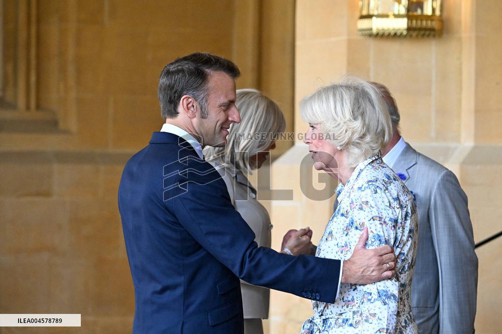 Macron Visits The Windsor Castle Gardens - Berkshire