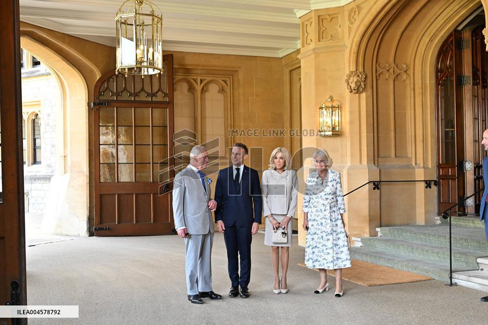 Macron Visits The Windsor Castle Gardens - Berkshire