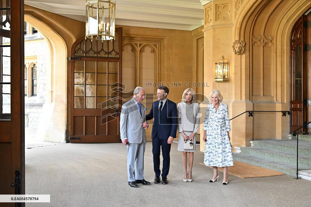 Macron Visits The Windsor Castle Gardens - Berkshire
