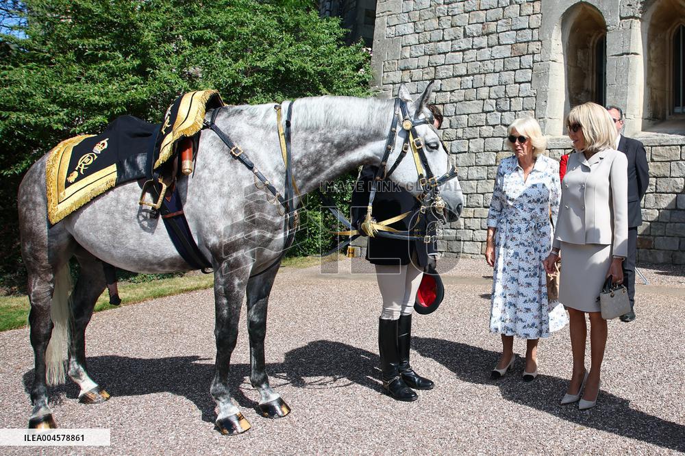Macron Visits The Windsor Castle Gardens - Berkshire