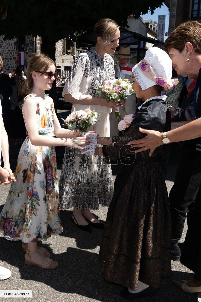 NO TABLOIDS WEB & PRINT - Princely Family of Monaco in Visit in Auvergne