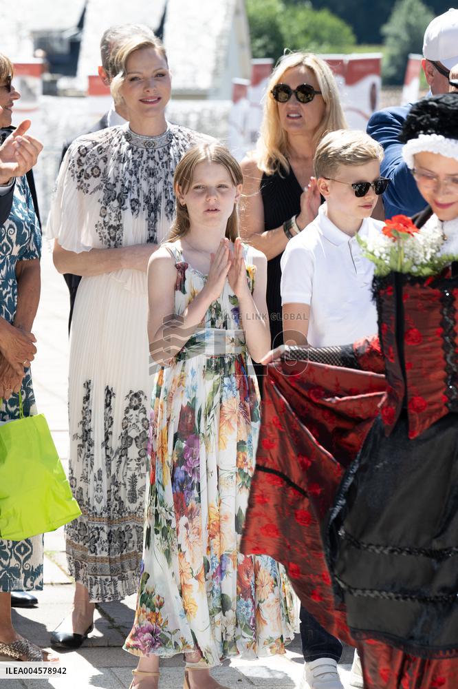 NO TABLOIDS WEB & PRINT - Princely Family of Monaco in Visit in Auvergne
