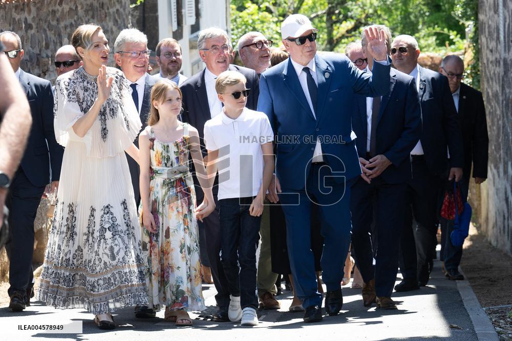 NO TABLOIDS WEB & PRINT - Princely Family of Monaco in Visit in Auvergne
