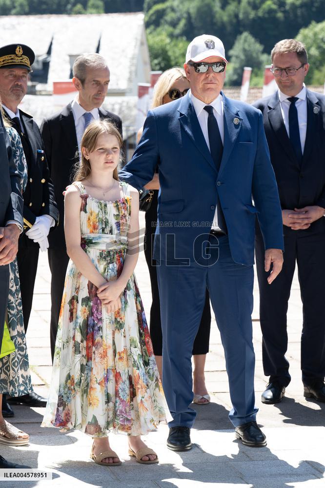 NO TABLOIDS WEB & PRINT - Princely Family of Monaco in Visit in Auvergne