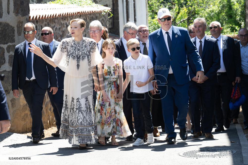 NO TABLOIDS WEB & PRINT - Princely Family of Monaco in Visit in Auvergne