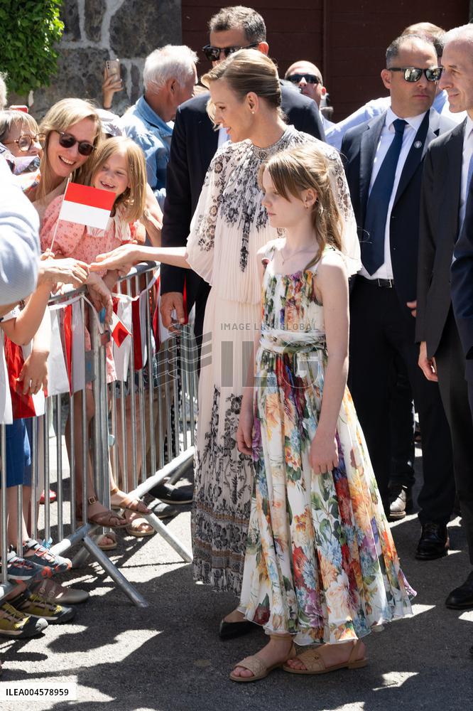 NO TABLOIDS WEB & PRINT - Princely Family of Monaco in Visit in Auvergne