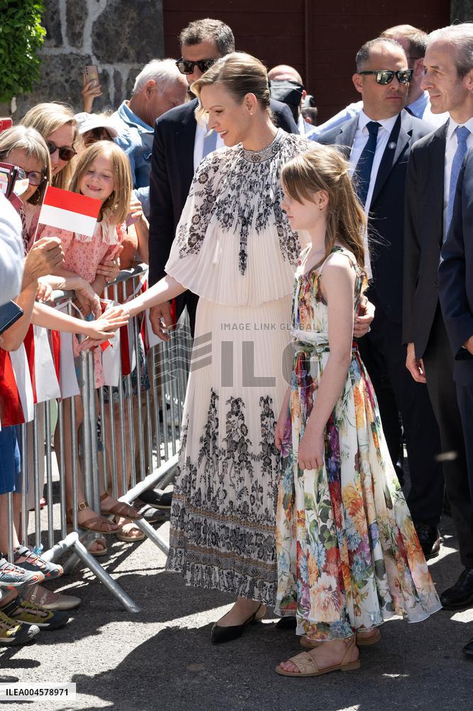 NO TABLOIDS WEB & PRINT - Princely Family of Monaco in Visit in Auvergne