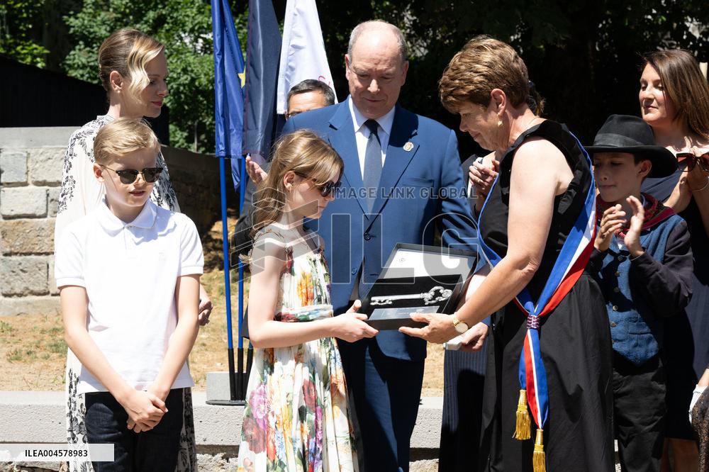 NO TABLOIDS WEB & PRINT - Princely Family of Monaco in Visit in Auvergne