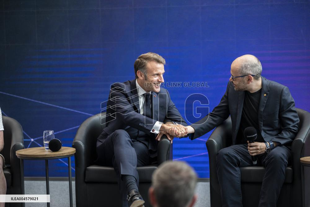 President Macron At AI Summit At Imperial College - London