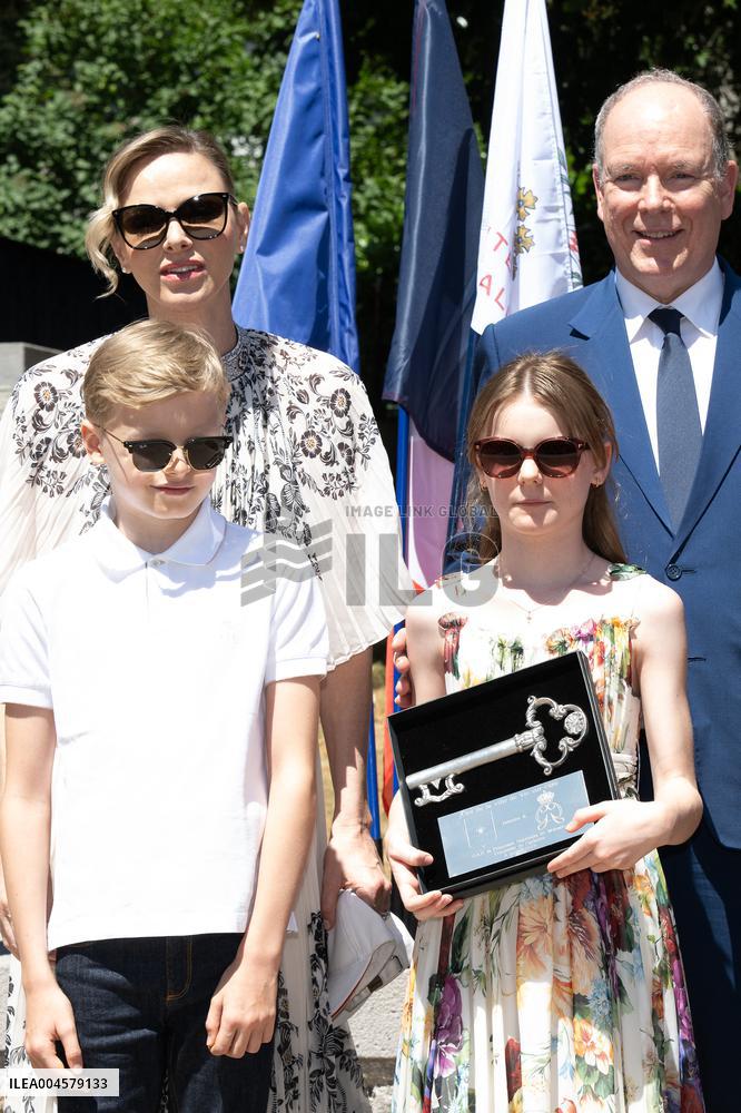 NO TABLOIDS WEB & PRINT - Princely Family of Monaco in Visit in Auvergne