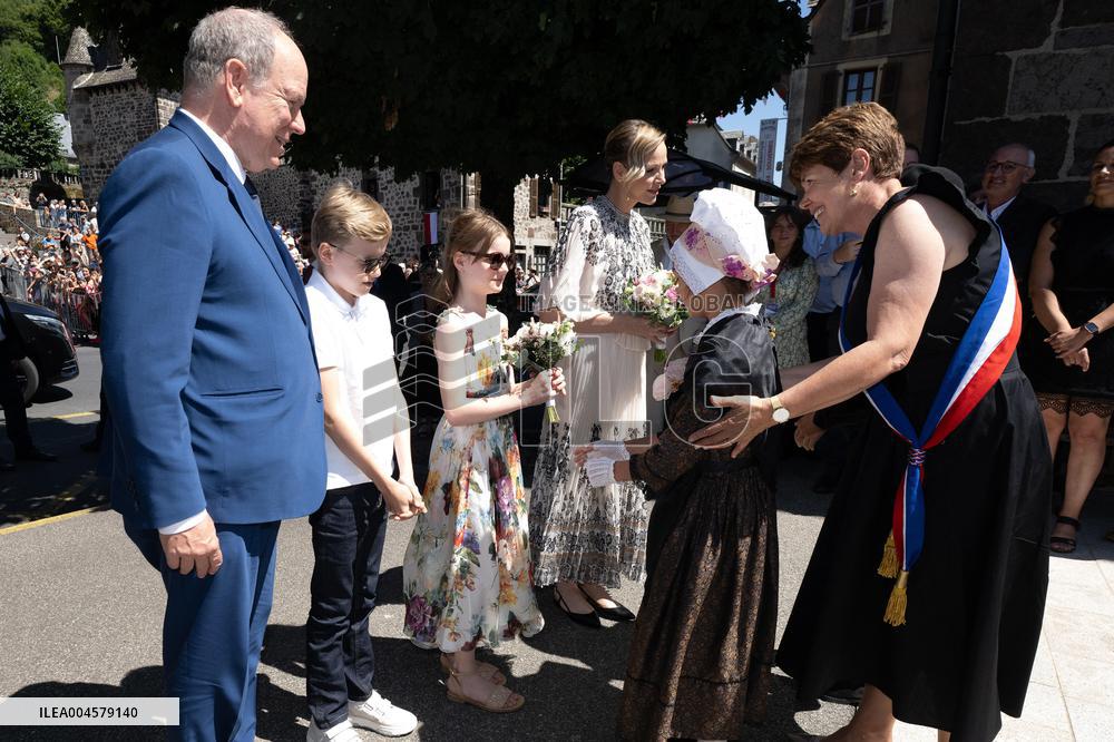 NO TABLOIDS WEB & PRINT - Princely Family of Monaco in Visit in Auvergne