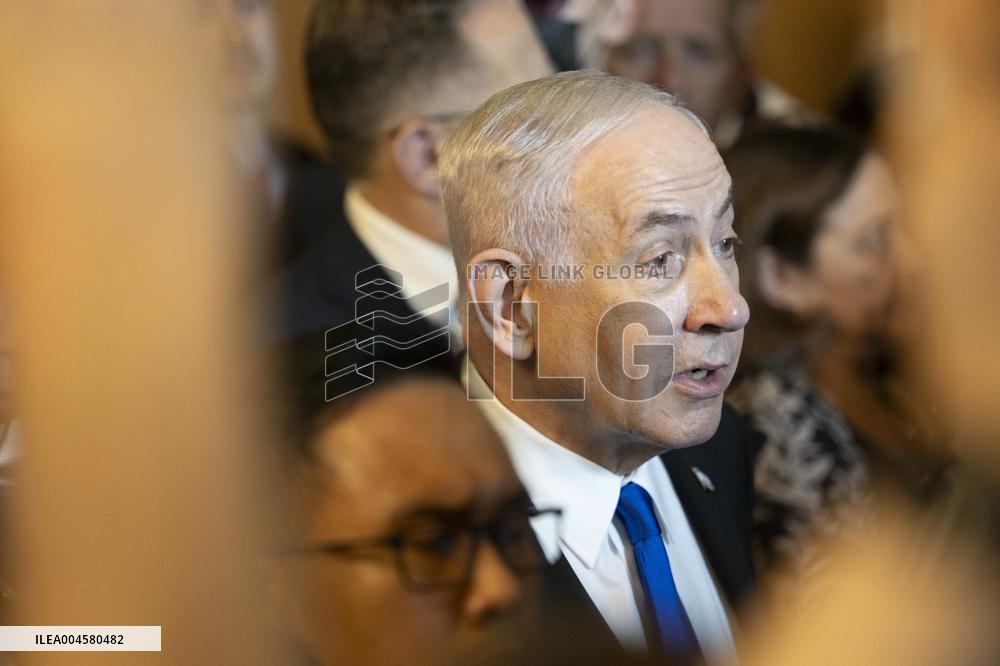 Prime Minister Benjamin Netanyhu of Israel visits the Senate