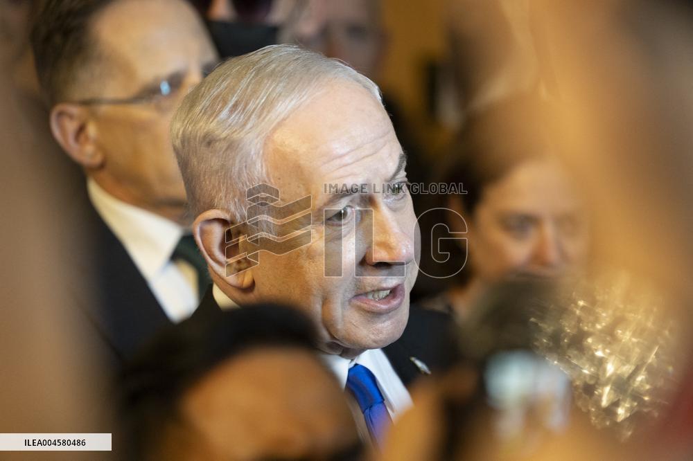 Prime Minister Benjamin Netanyhu of Israel visits the Senate