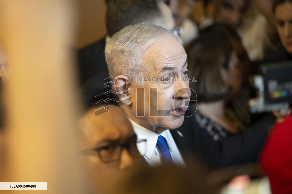 Prime Minister Benjamin Netanyhu of Israel visits the Senate