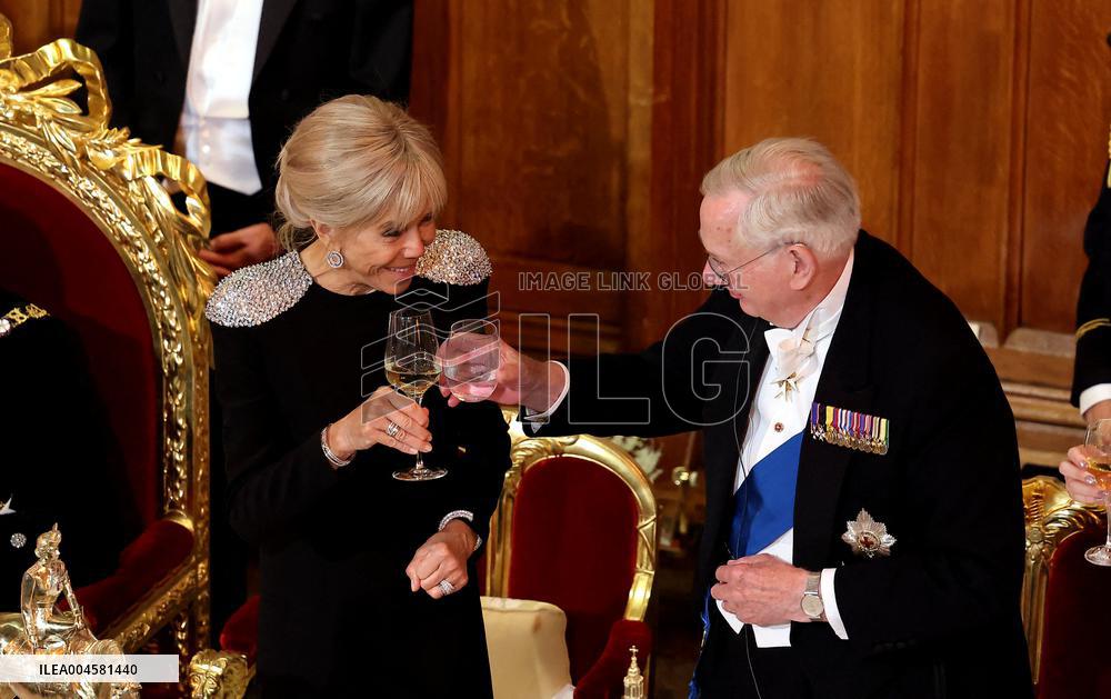 French President and Brigitte Macron at Guildhall Banquet