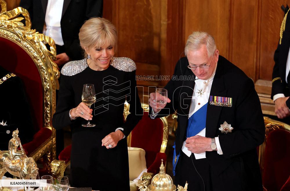 French President and Brigitte Macron at Guildhall Banquet