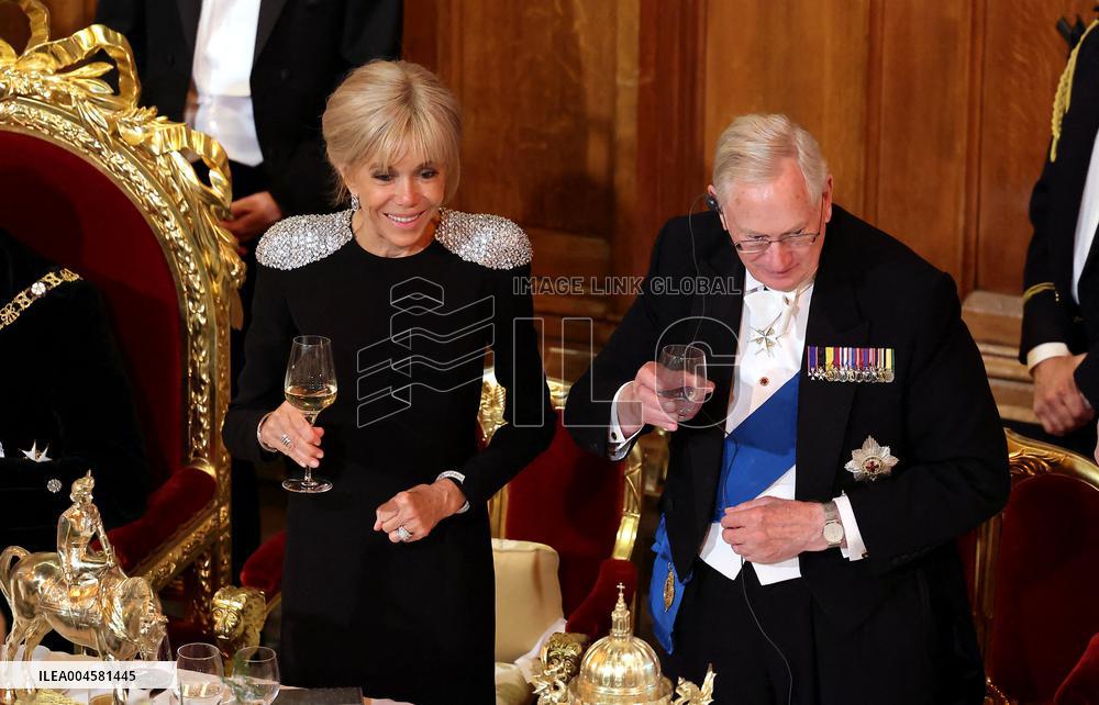 French President and Brigitte Macron at Guildhall Banquet