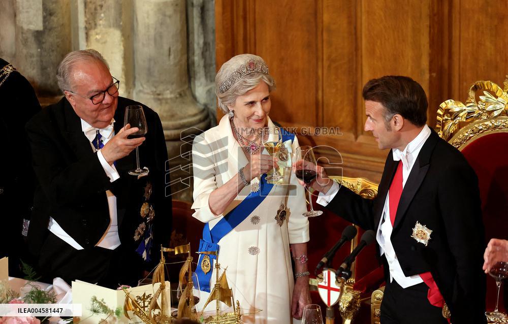 French President and Brigitte Macron at Guildhall Banquet