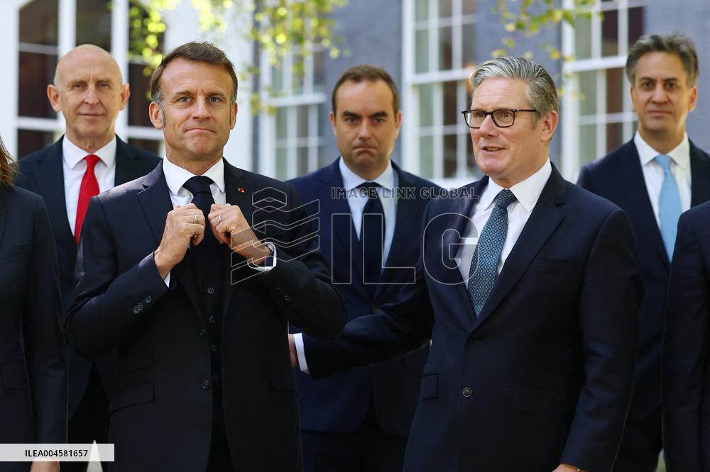 Macron and Starmer at Downing Street for UK-FR Summit - London