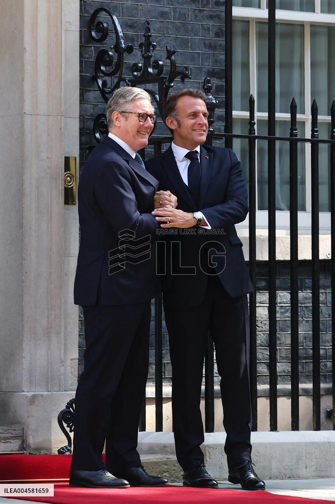Macron and Starmer at Downing Street for UK-FR Summit - London